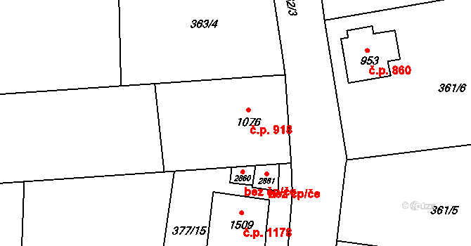Lipník nad Bečvou I-Město 918, Lipník nad Bečvou na parcele st. 1076 v KÚ Lipník nad Bečvou, Katastrální mapa