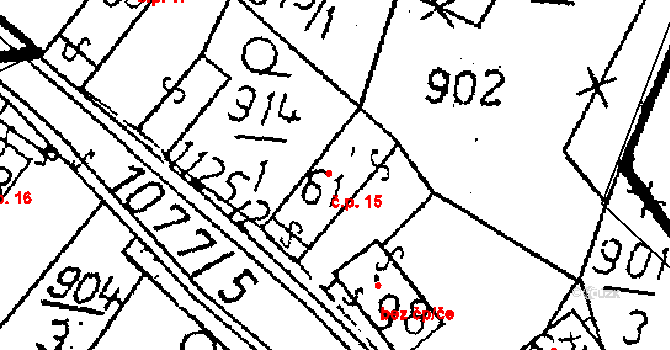 Pivnisko 15, Chlístovice na parcele st. 61 v KÚ Žandov, Katastrální mapa