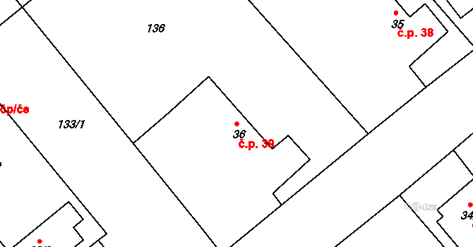 Svobodná Ves 39, Horka I na parcele st. 36 v KÚ Horka u Žehušic, Katastrální mapa