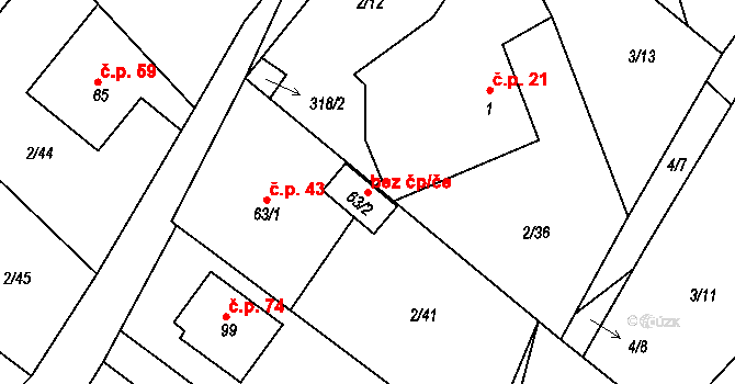 Vysočany 115525661 na parcele st. 63/2 v KÚ Housko, Katastrální mapa