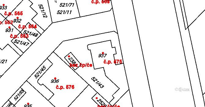 Čáslav-Nové Město 575, Čáslav na parcele st. 937 v KÚ Čáslav, Katastrální mapa
