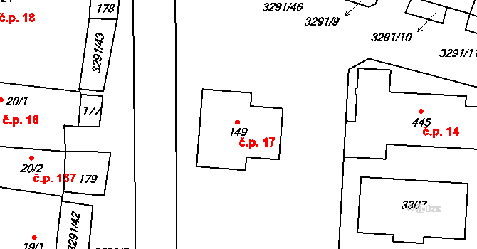 Olešnice 17 na parcele st. 149 v KÚ Olešnice u Trhových Svinů, Katastrální mapa