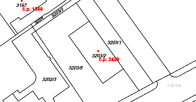 Jihlava 2429 na parcele st. 3203/2 v KÚ Jihlava, Katastrální mapa