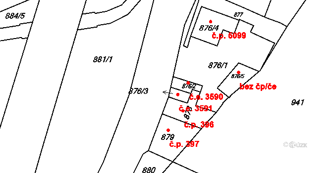 Jihlava 3591 na parcele st. 876/3 v KÚ Jihlava, Katastrální mapa