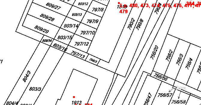 Telč-Staré Město 473,474,475,476,477,, Telč na parcele st. 1819 v KÚ Telč, Katastrální mapa