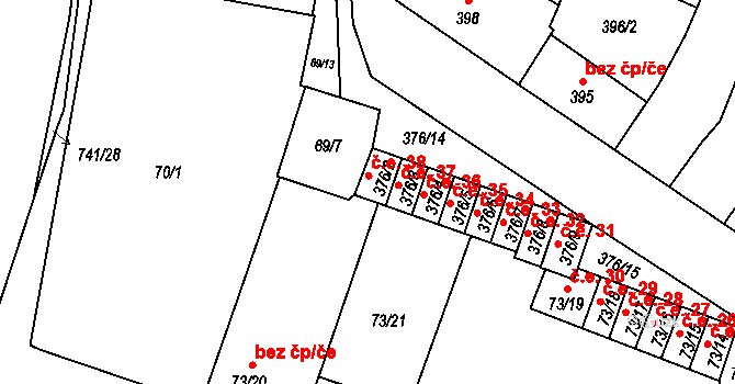 Kobylnice 38 na parcele st. 376/2 v KÚ Kobylnice u Brna, Katastrální mapa