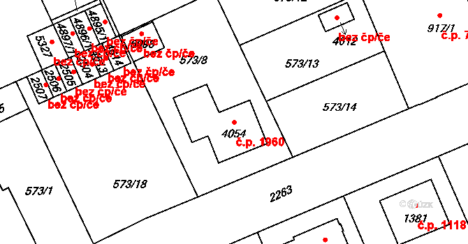 Šumperk 1960 na parcele st. 4054 v KÚ Šumperk, Katastrální mapa