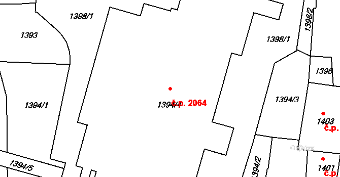 Benešov 2064 na parcele st. 1394/4 v KÚ Benešov u Prahy, Katastrální mapa