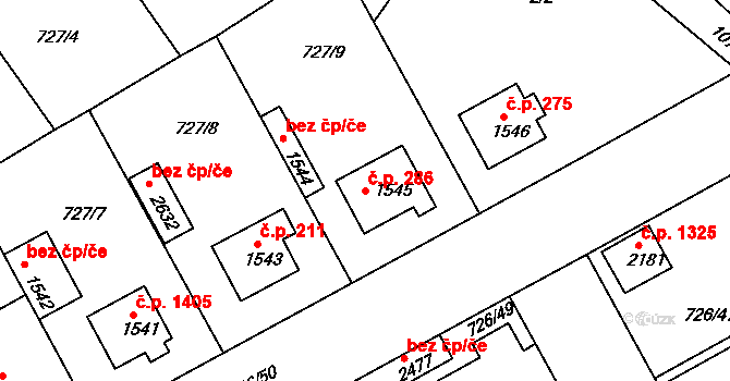 Brandýs nad Labem 286, Brandýs nad Labem-Stará Boleslav na parcele st. 1545 v KÚ Brandýs nad Labem, Katastrální mapa