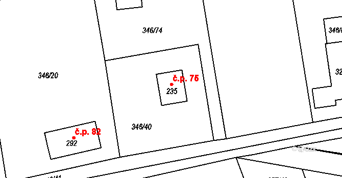 Hatě 75, Skuhrov na parcele st. 235 v KÚ Skuhrov pod Brdy, Katastrální mapa