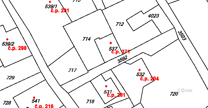 Cvikov II 371, Cvikov na parcele st. 537 v KÚ Cvikov, Katastrální mapa