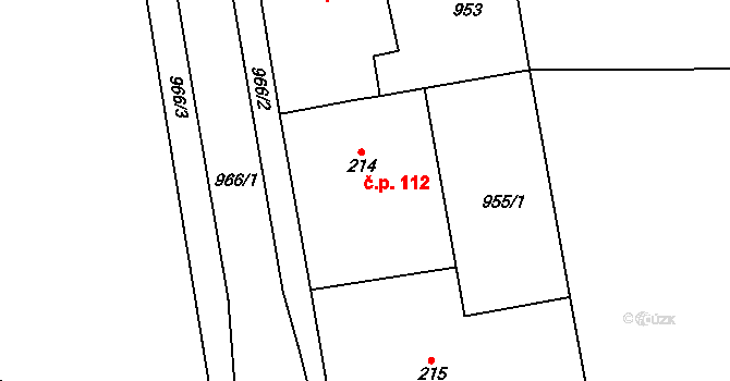 Doksany 112 na parcele st. 214 v KÚ Doksany, Katastrální mapa