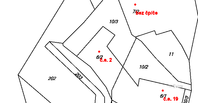Náčkovice 2, Lovečkovice na parcele st. 6/2 v KÚ Náčkovice, Katastrální mapa