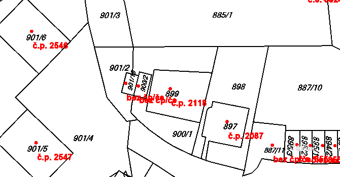 Ústí nad Labem-centrum 2118, Ústí nad Labem na parcele st. 899 v KÚ Ústí nad Labem, Katastrální mapa