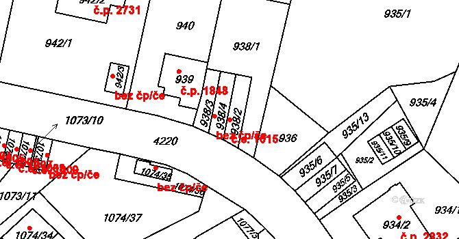 Ústí nad Labem-centrum 1015, Ústí nad Labem na parcele st. 938/2 v KÚ Ústí nad Labem, Katastrální mapa