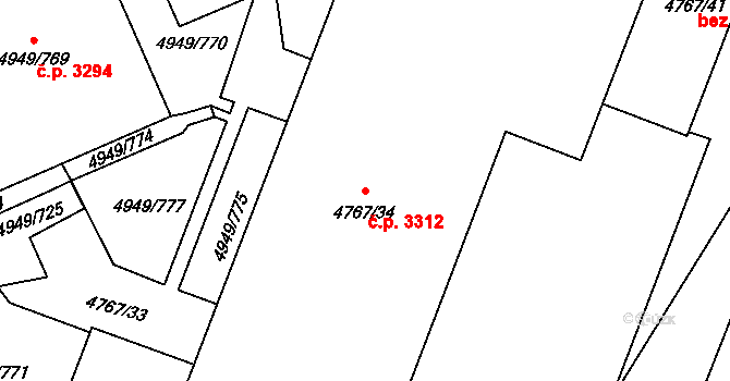 Severní Terasa 3312, Ústí nad Labem na parcele st. 4767/34 v KÚ Ústí nad Labem, Katastrální mapa