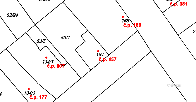 Litol 157, Lysá nad Labem na parcele st. 164 v KÚ Litol, Katastrální mapa