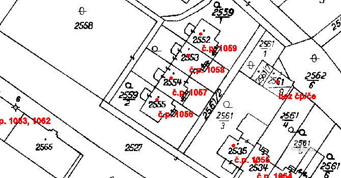 Poděbrady III 1057, Poděbrady na parcele st. 2554 v KÚ Poděbrady, Katastrální mapa