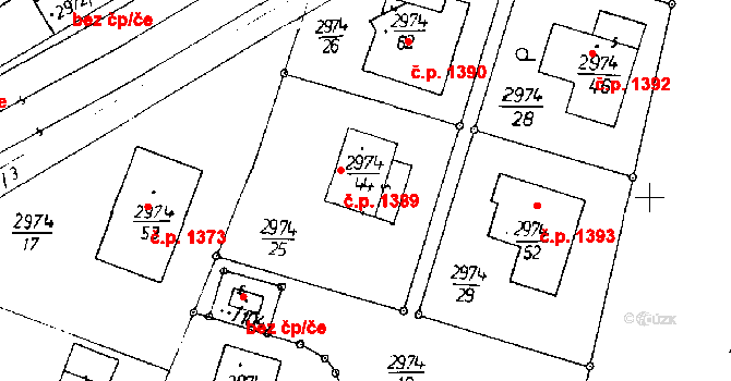 Poděbrady III 1389, Poděbrady na parcele st. 2974/44 v KÚ Poděbrady, Katastrální mapa
