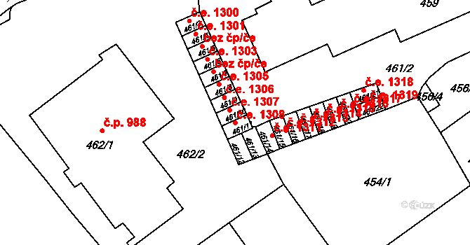 Pelhřimov 1308 na parcele st. 461/11 v KÚ Pelhřimov, Katastrální mapa