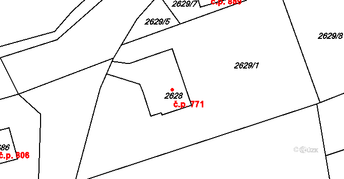Frýdlant 771, Frýdlant nad Ostravicí na parcele st. 2628 v KÚ Frýdlant nad Ostravicí, Katastrální mapa
