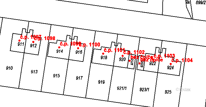 Sokolov 1101 na parcele st. 918 v KÚ Sokolov, Katastrální mapa