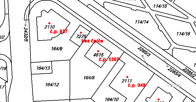 Cheb 1387 na parcele st. 4615 v KÚ Cheb, Katastrální mapa