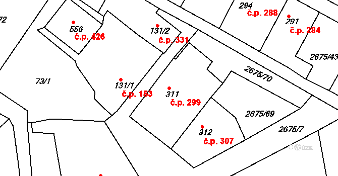 Černilov 299 na parcele st. 311 v KÚ Černilov, Katastrální mapa