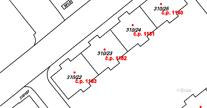 Michle 1182, Praha na parcele st. 310/23 v KÚ Michle, Katastrální mapa