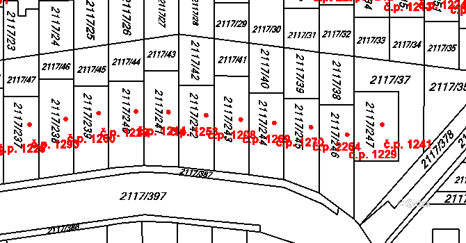 Chodov 1269, Praha na parcele st. 2117/243 v KÚ Chodov, Katastrální mapa