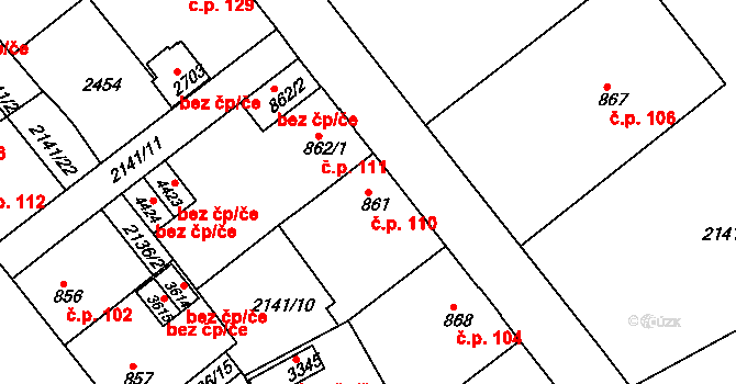 Horní Předměstí 110, Trutnov na parcele st. 861 v KÚ Trutnov, Katastrální mapa