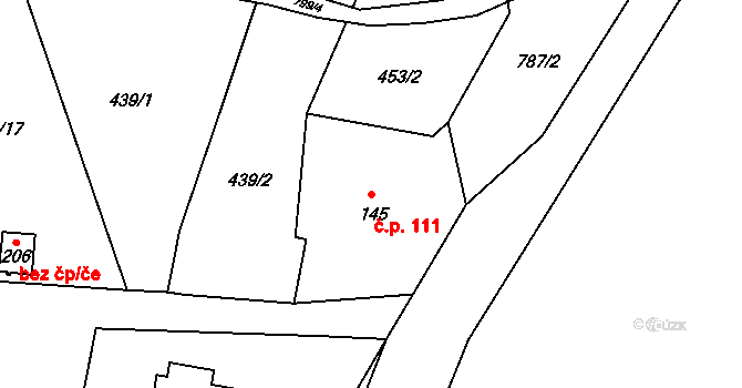 Andělská Hora 111, Chrastava na parcele st. 145 v KÚ Andělská Hora u Chrastavy, Katastrální mapa