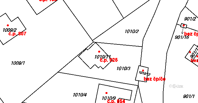 Liberec XIV-Ruprechtice 925, Liberec na parcele st. 1010/11 v KÚ Ruprechtice, Katastrální mapa