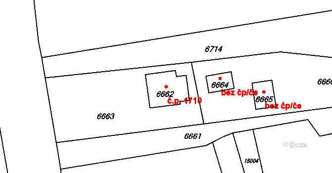 Vsetín 1710 na parcele st. 6662 v KÚ Vsetín, Katastrální mapa