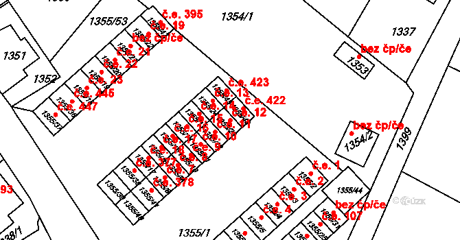 Rumburk 1 12, Rumburk na parcele st. 1355/23 v KÚ Rumburk, Katastrální mapa