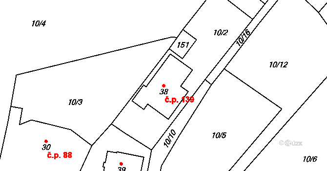 Kerhartice 139, Ústí nad Orlicí na parcele st. 38 v KÚ Gerhartice, Katastrální mapa