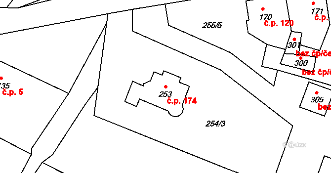 Děčín XXIV-Krásný Studenec 174, Děčín na parcele st. 253 v KÚ Krásný Studenec, Katastrální mapa