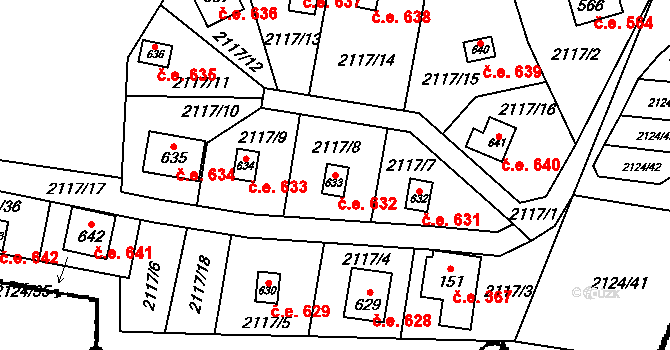 Lančov 632 na parcele st. 633 v KÚ Lančov, Katastrální mapa