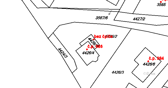 Žižkov 986, Kutná Hora na parcele st. 4426/4 v KÚ Kutná Hora, Katastrální mapa