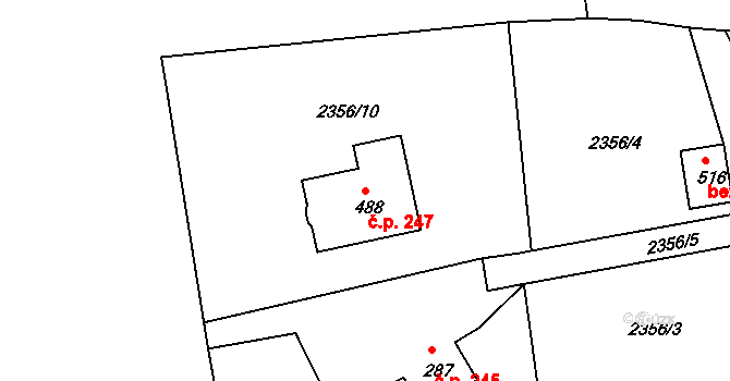 Libá 247 na parcele st. 488 v KÚ Libá, Katastrální mapa