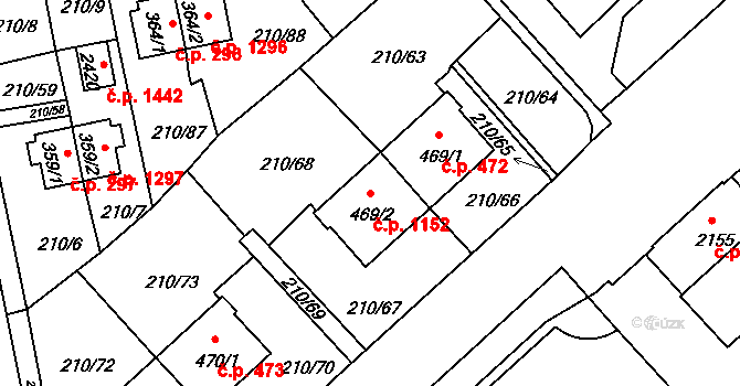 Sezimovo Ústí 1152 na parcele st. 469/2 v KÚ Sezimovo Ústí, Katastrální mapa