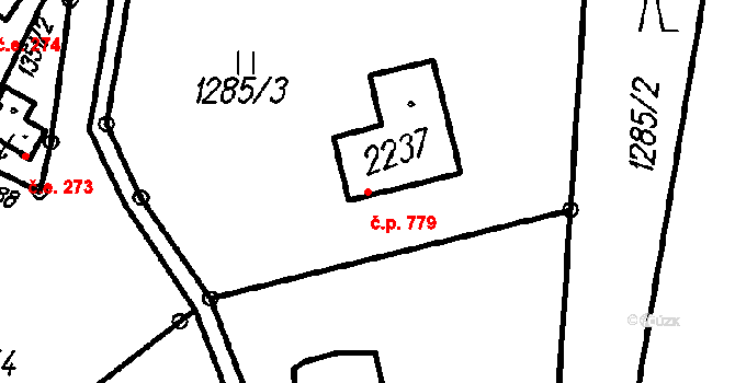 Čeladná 779 na parcele st. 2237 v KÚ Čeladná, Katastrální mapa