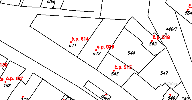 Jemnice 926 na parcele st. 542 v KÚ Jemnice, Katastrální mapa