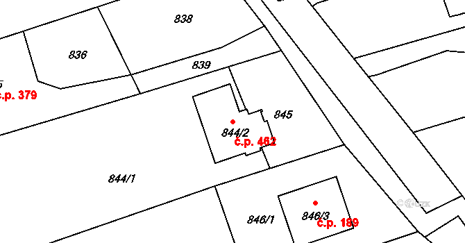 Záblatí 462, Bohumín na parcele st. 844/2 v KÚ Záblatí u Bohumína, Katastrální mapa