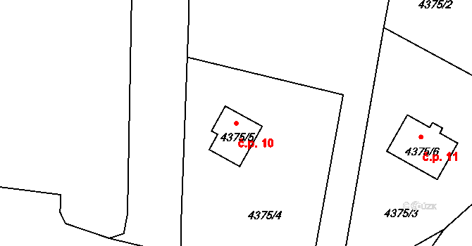 Pomněnice 10, Benešov na parcele st. 4375/5 v KÚ Benešov u Prahy, Katastrální mapa