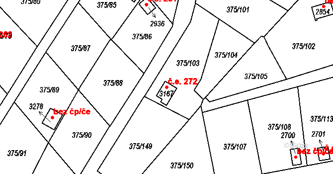 Úšovice 272, Mariánské Lázně na parcele st. 3167 v KÚ Úšovice, Katastrální mapa