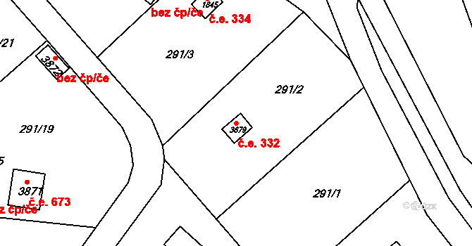Náchod 332 na parcele st. 3679 v KÚ Náchod, Katastrální mapa