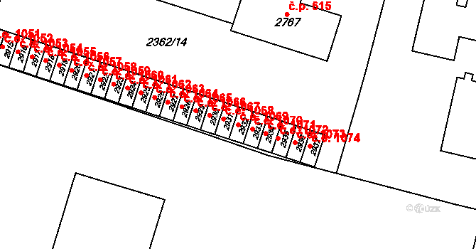 Kyjov 1069 na parcele st. 2932 v KÚ Kyjov, Katastrální mapa