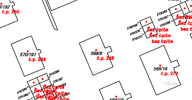 Žďár nad Sázavou 2 248, Žďár nad Sázavou na parcele st. 568/9 v KÚ Zámek Žďár, Katastrální mapa