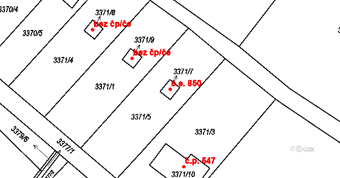 Choceňské Předměstí 850, Vysoké Mýto na parcele st. 3371/7 v KÚ Vysoké Mýto, Katastrální mapa